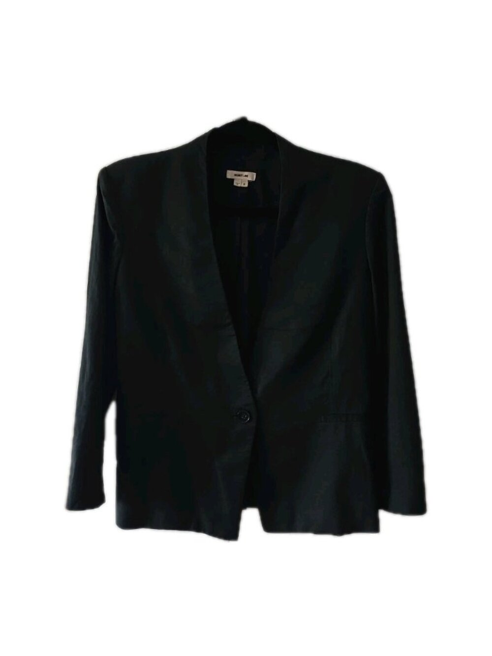 Helmut Lang Jacket Blazer Black Linen Cotton Womens 8 One Button Classic USA